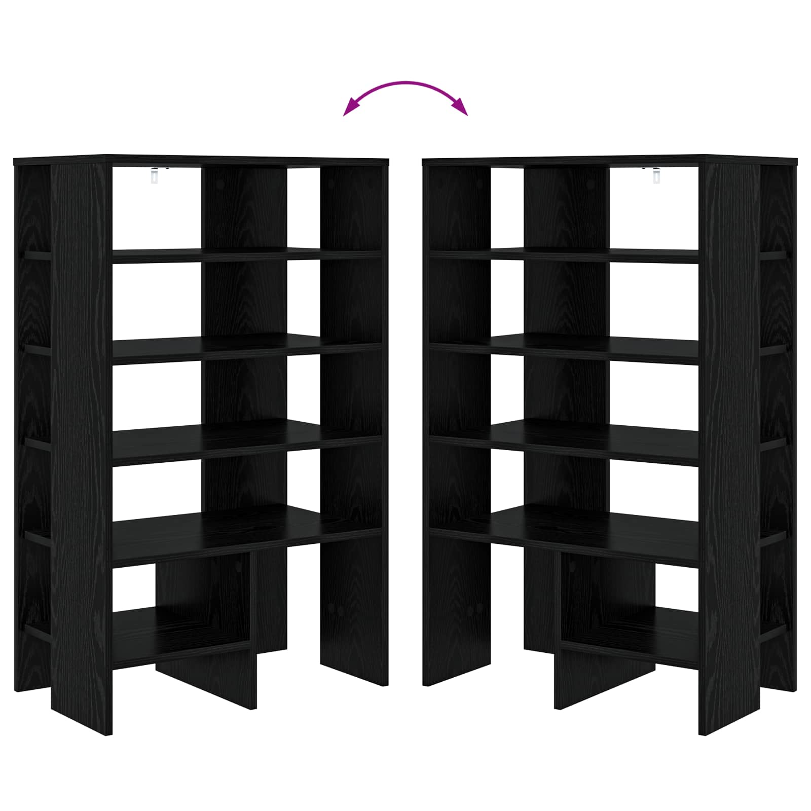 Omara za čevlje s polico 2 pcs Črna Orehovina Konstruiran les - slika 13