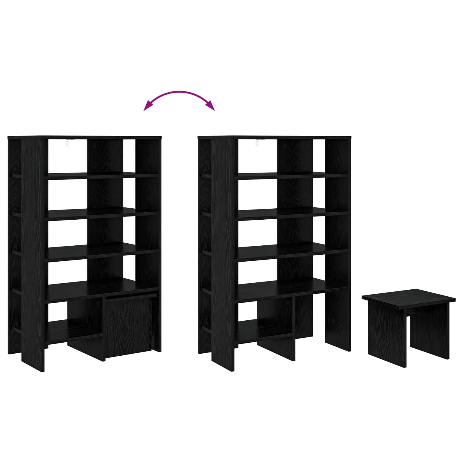 Schoenenkast met plank 2 pcs Zwart Eiken Bewerkt hout image 12