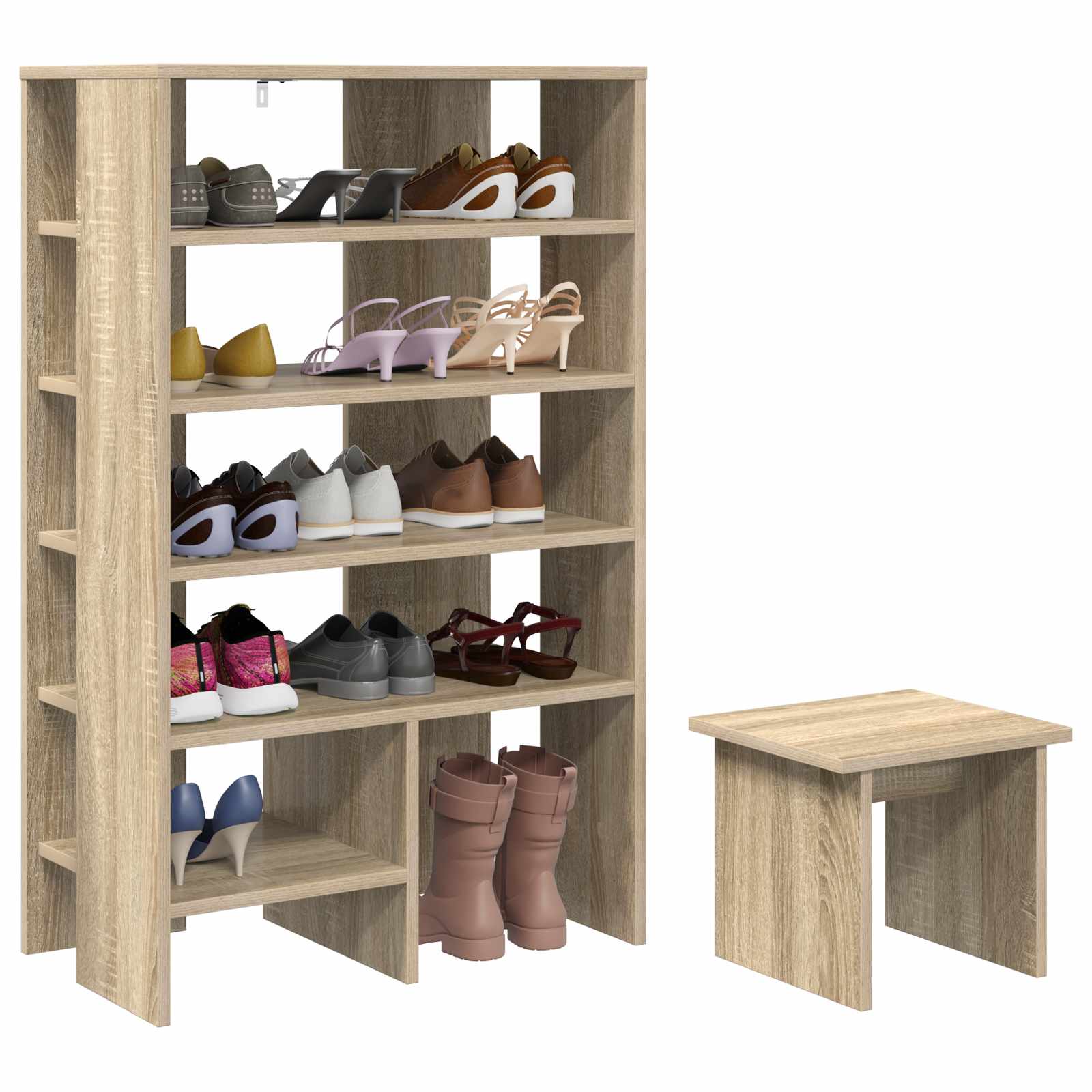 vidaXL Schoenenkast met plank 2 pcs Sonoma Eiken Bewerkt hout