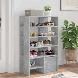 Omara za čevlje s polico 2 pcs Betonsko siva Konstruiran les