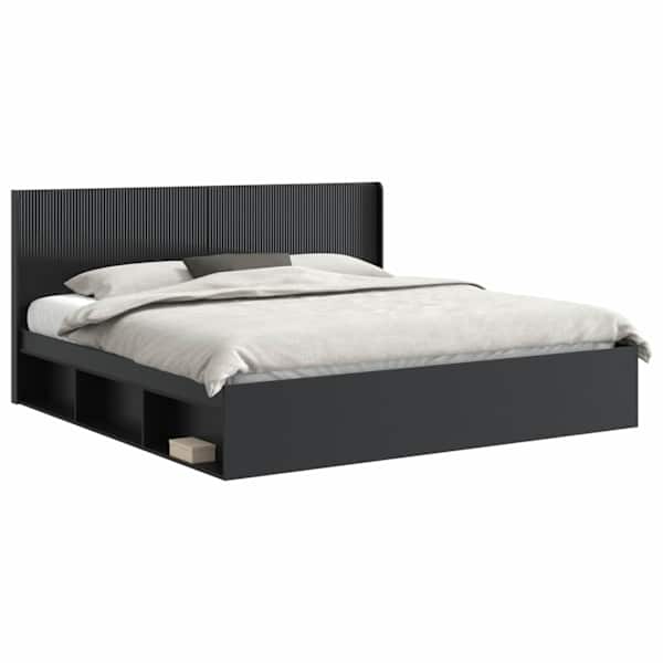 vidaXL Voode raami koos hoiuruumi ja peatoega Must 200 x 200 cm