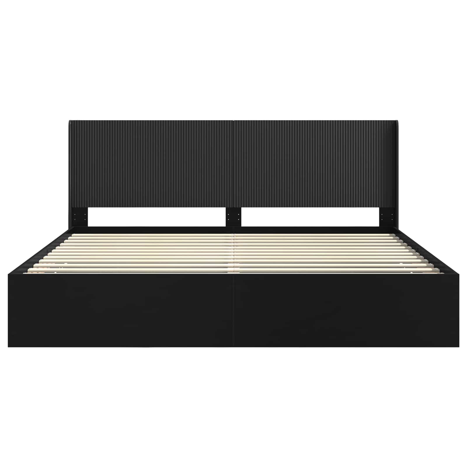 Sängynrunko säilytyksellä ja päänäytöllä Musta 200 x 200 cm - Image 6