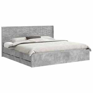 vidaXL Voode raami koos hoiuruumi ja peatoega Betoonhall 200 x 200 cm