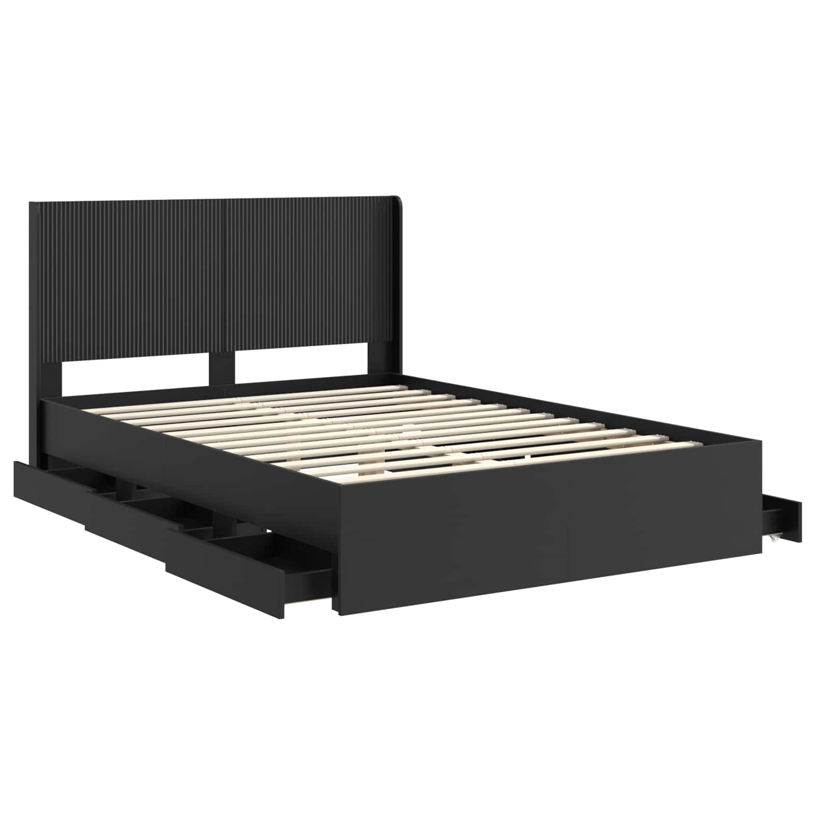 Sängynrunko säilytyksellä ja päänäytöllä Musta 5FT King Size - Image 5