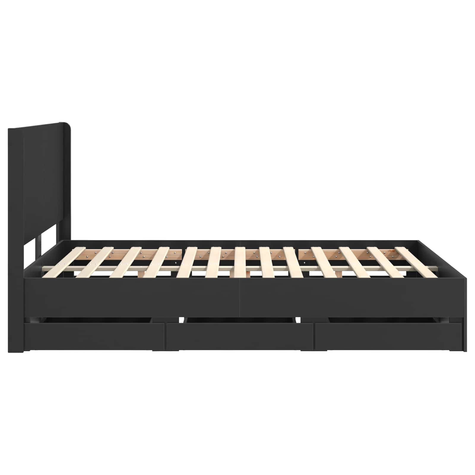 Sängynrunko säilytyksellä ja päänäytöllä Musta 5FT King Size - Image 7