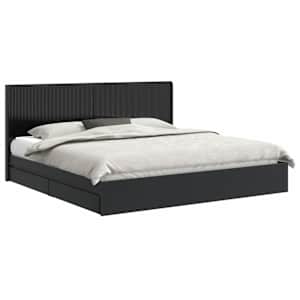 vidaXL Voode raami koos hoiuruumi ja peatoega Must 200 x 200 cm