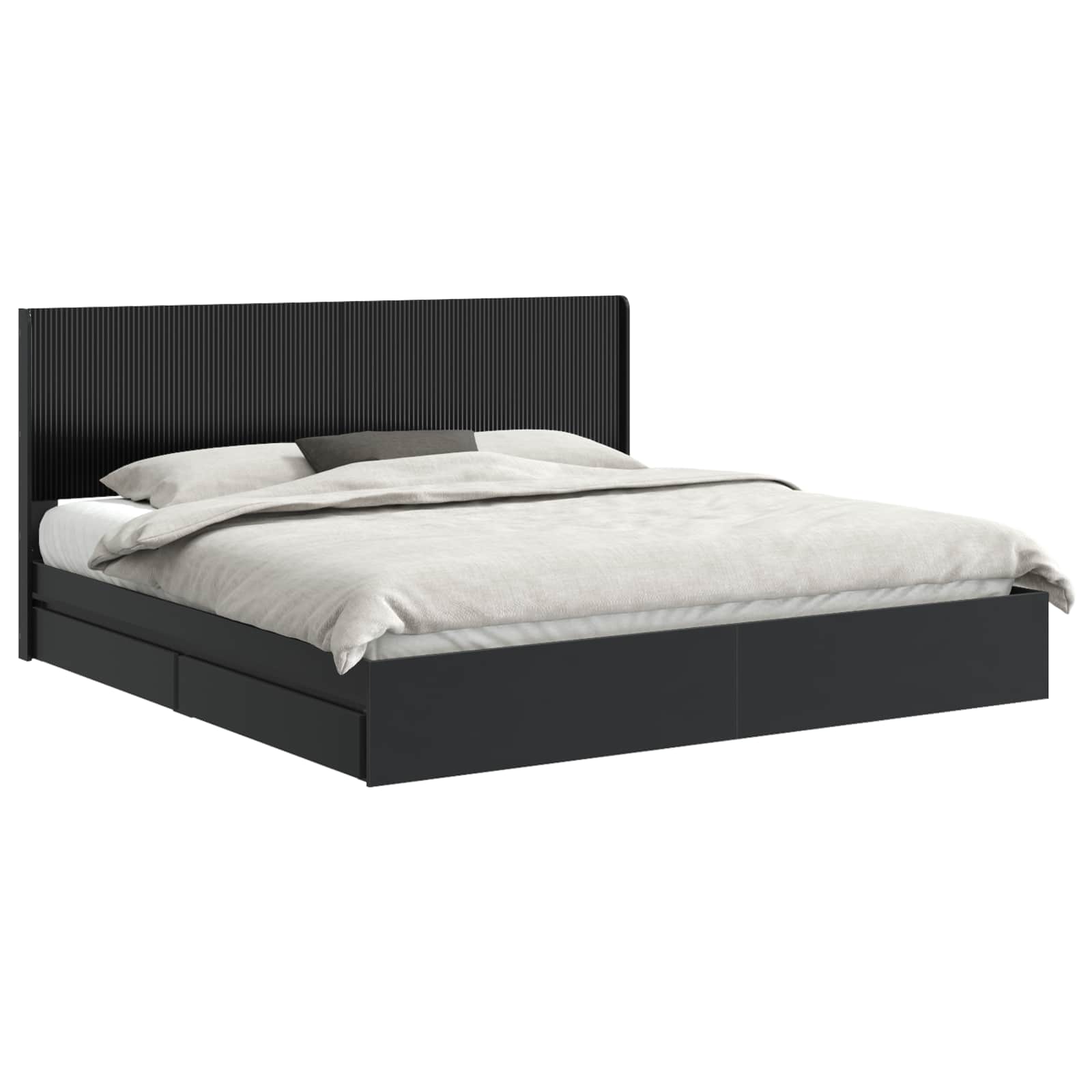 VidaXL Bedframe Met Opbergruimte En Hoofdbord Zwart 200 X 200 Cm