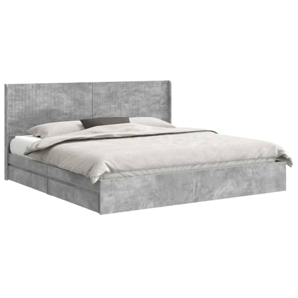 vidaXL Voode raami koos hoiuruumi ja peatoega Betoonhall 200 x 200 cm