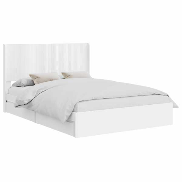 vidaXL Voode raami koos hoiuruumi ja peatoega Valge 160 x 200 cm