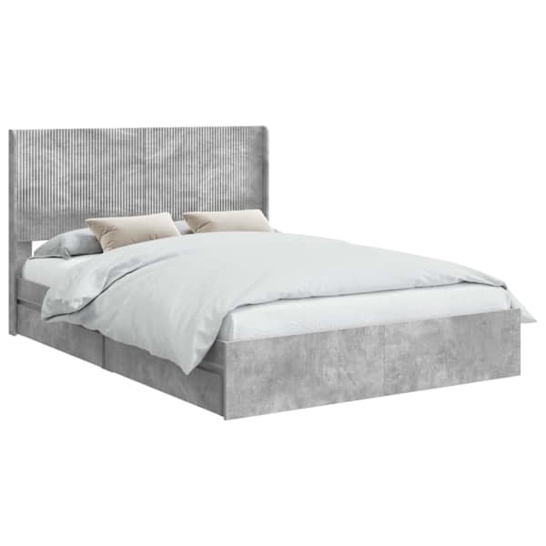 vidaXL Voode raami koos hoiuruumi ja peatoega Betoonhall 150 x 200 cm