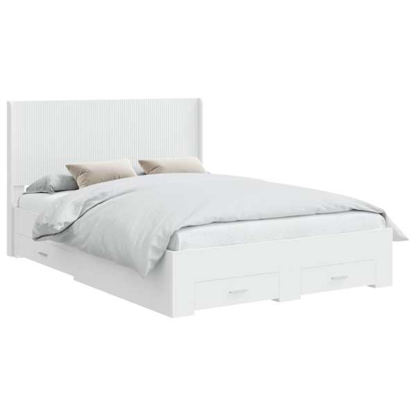 vidaXL Voode raami koos hoiuruumi ja peatoega Valge 150 x 200 cm