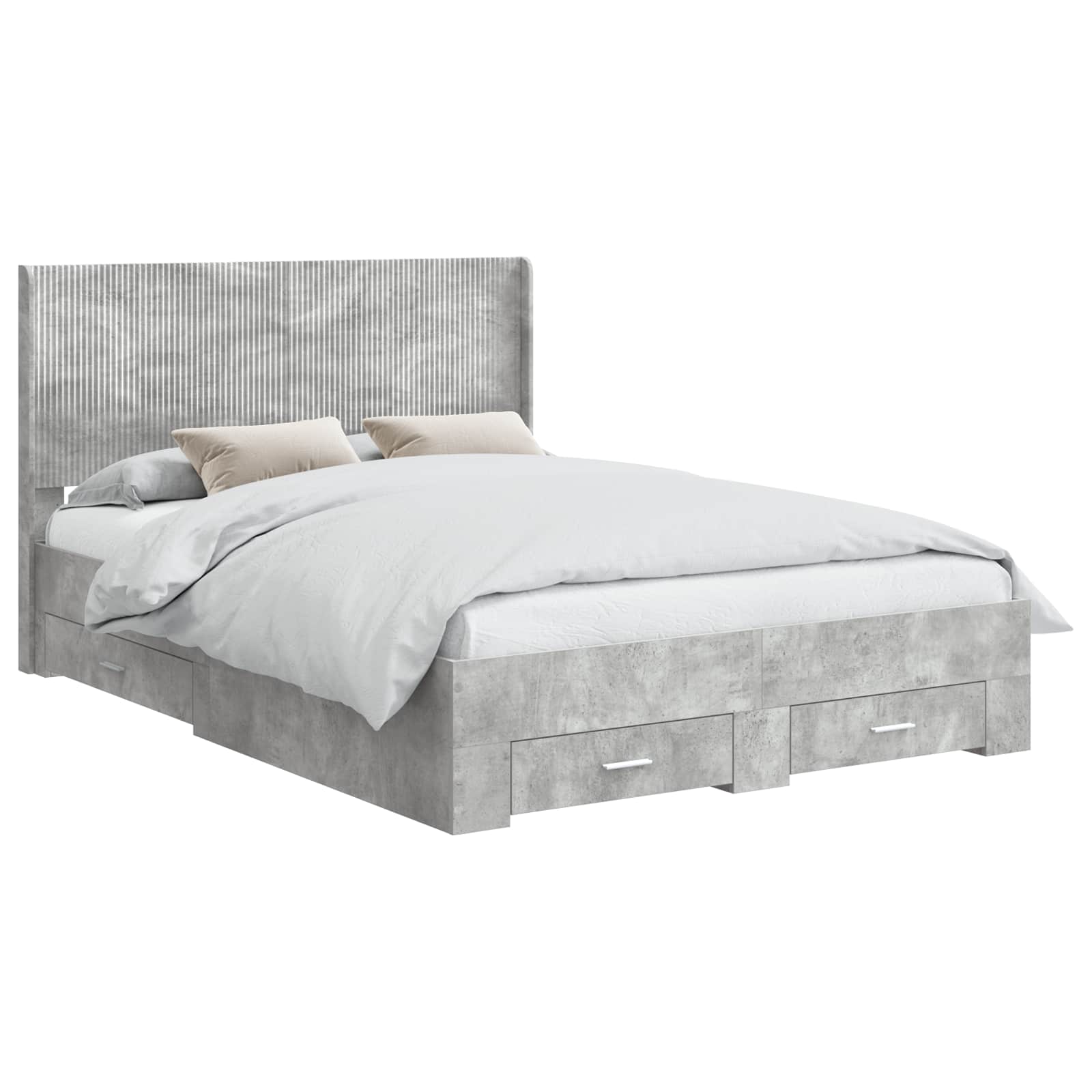 vidaXL Bedframe met opbergruimte en hoofdbord Betongrijs Bewerkt hout grijs, foto 3