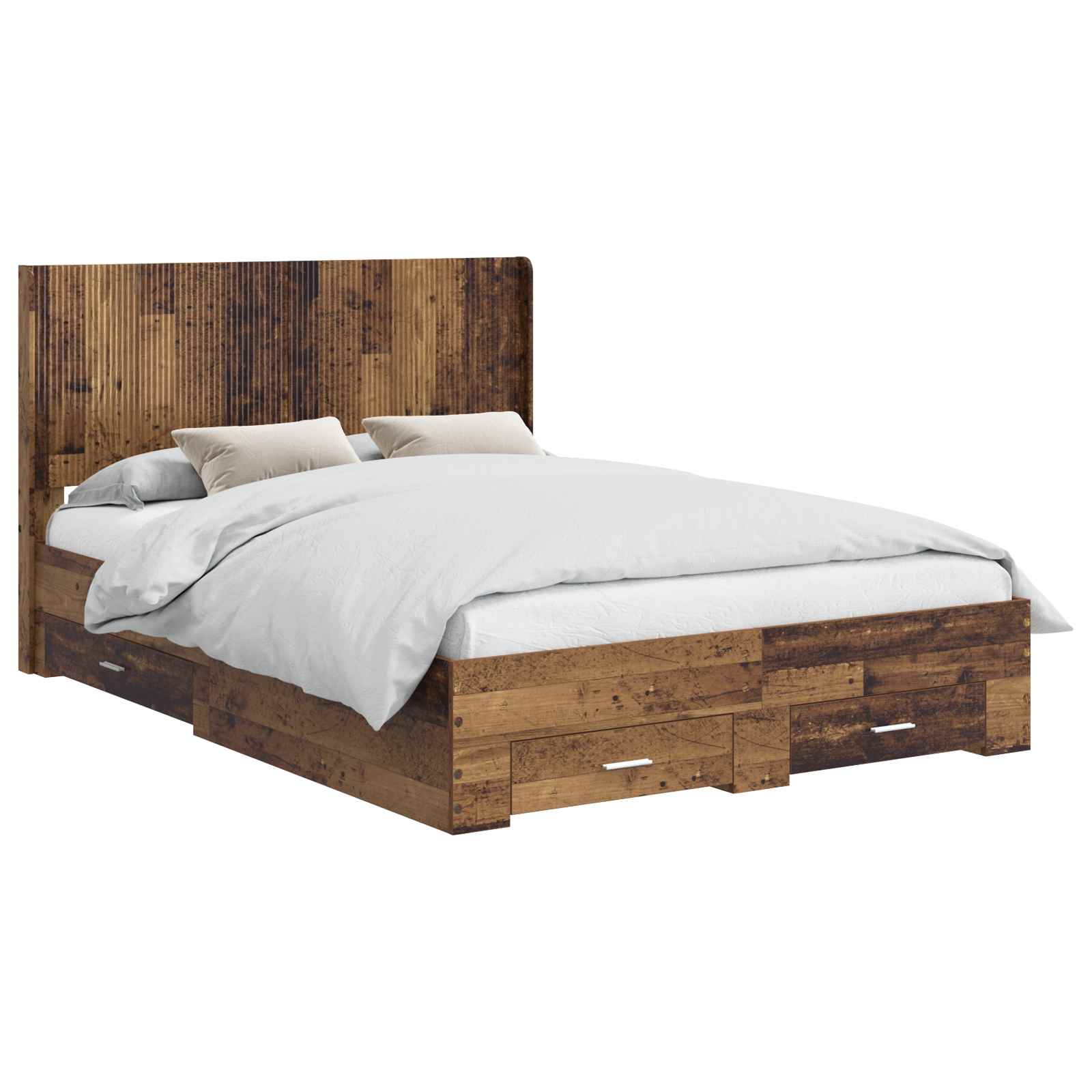 vidaXL Bedframe met opbergruimte en hoofdbord Oud hout Bewerkt hout bruin, foto 3