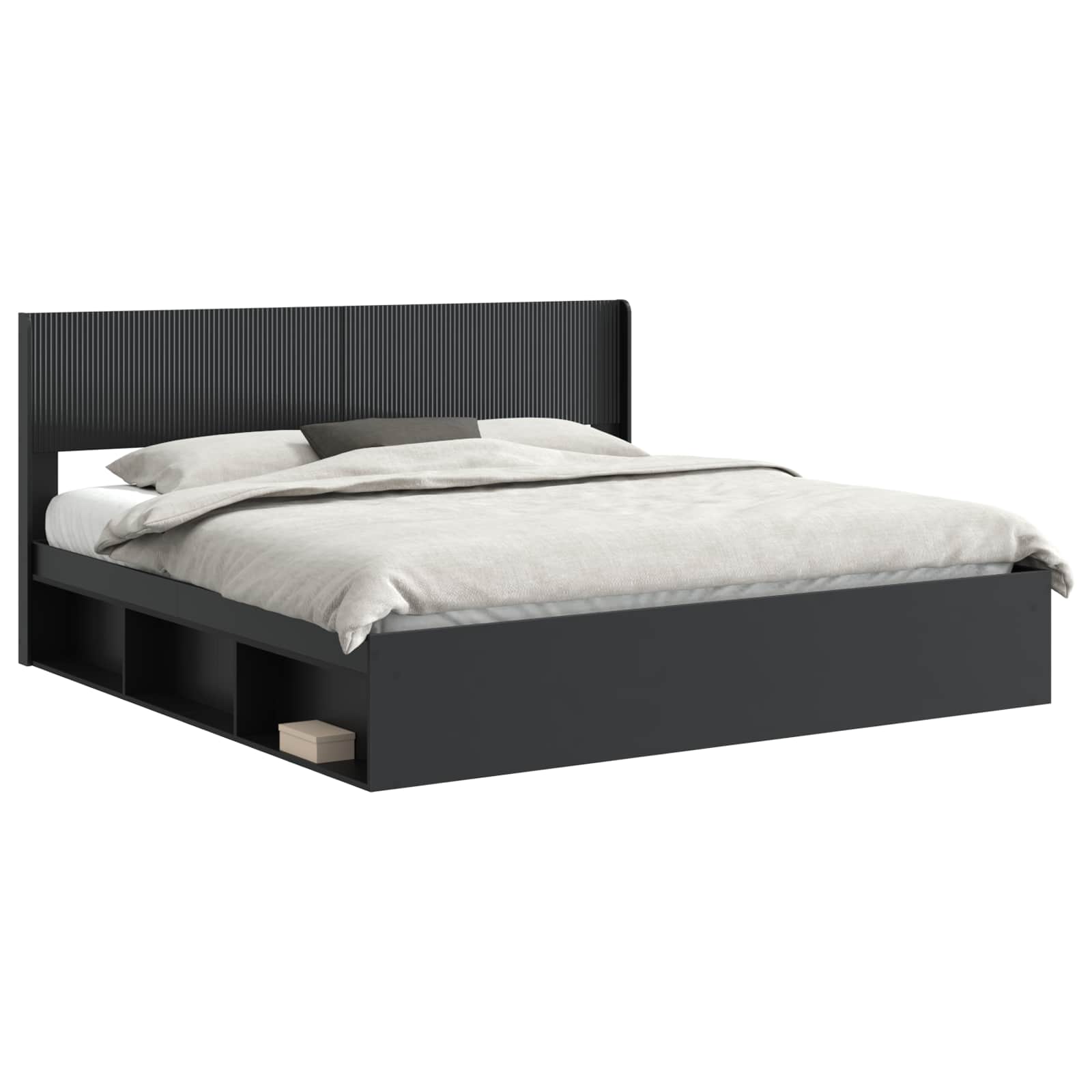 VidaXL Bedframe Met Opbergruimte En Hoofdbord Zwart 180 X 200 Cm