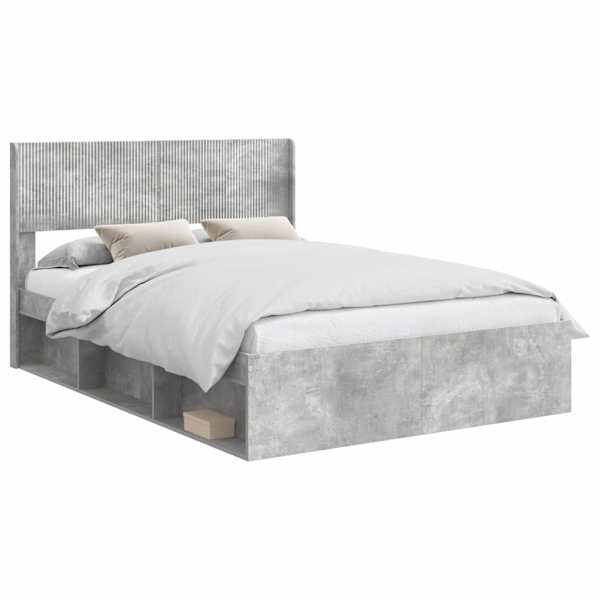 vidaXL Voode raami koos hoiuruumi ja peatoega Betoonhall 150 x 200 cm