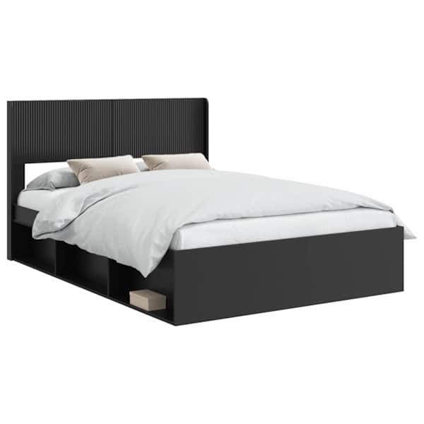 vidaXL Voode raami koos hoiuruumi ja peatoega Must 135 x 190 cm