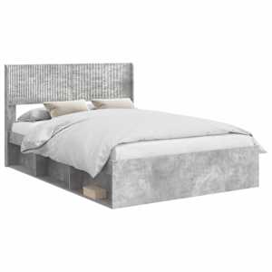 vidaXL Voode raami koos hoiuruumi ja peatoega Betoonhall 135 x 190 cm