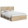 vidaXL Voode raami koos hoiuruumi ja peatoega Sonoma tamm 120 x 200 cm