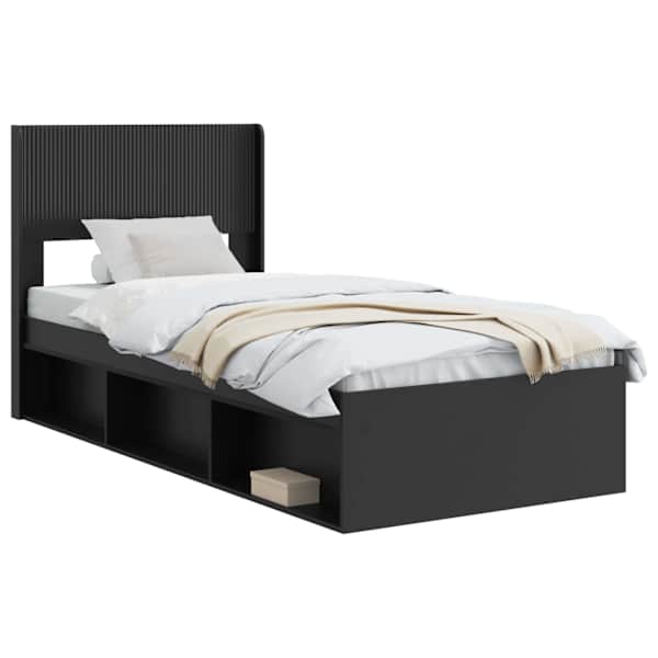 vidaXL Voode raami koos hoiuruumi ja peatoega Must 75 x 190 cm
