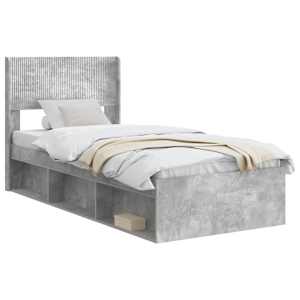 vidaXL Voode raami koos hoiuruumi ja peatoega Betoonhall 75 x 190 cm