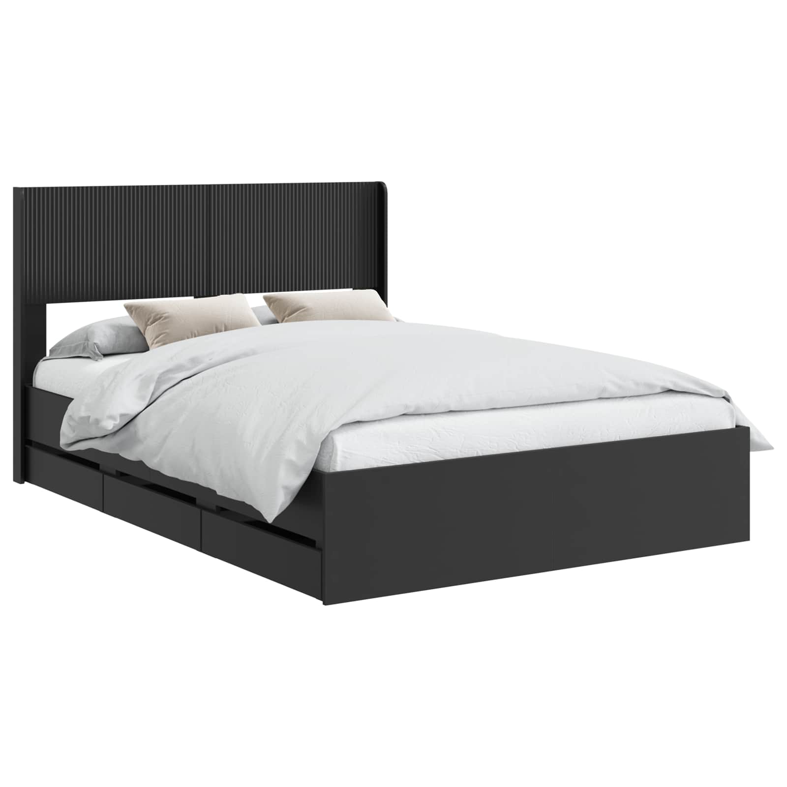 Sängynrunko säilytyksellä ja päänäytöllä Musta 5FT King Size - Image 2
