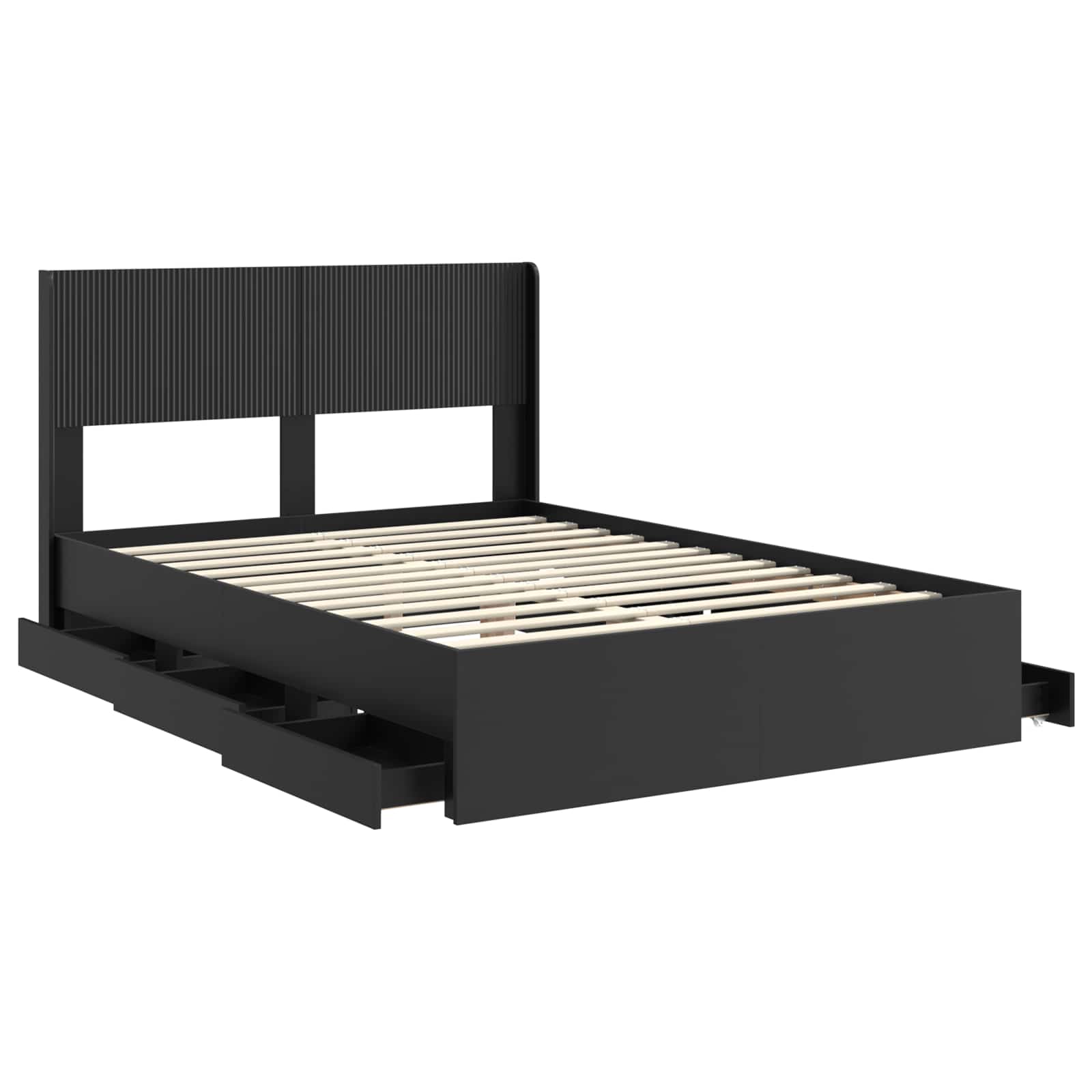 Sängynrunko säilytyksellä ja päänäytöllä Musta 5FT King Size - Image 5
