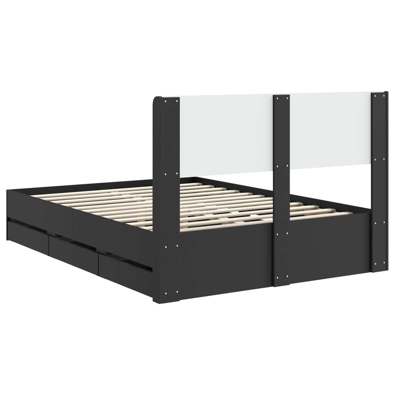 Sängynrunko säilytyksellä ja päänäytöllä Musta 5FT King Size - Image 8