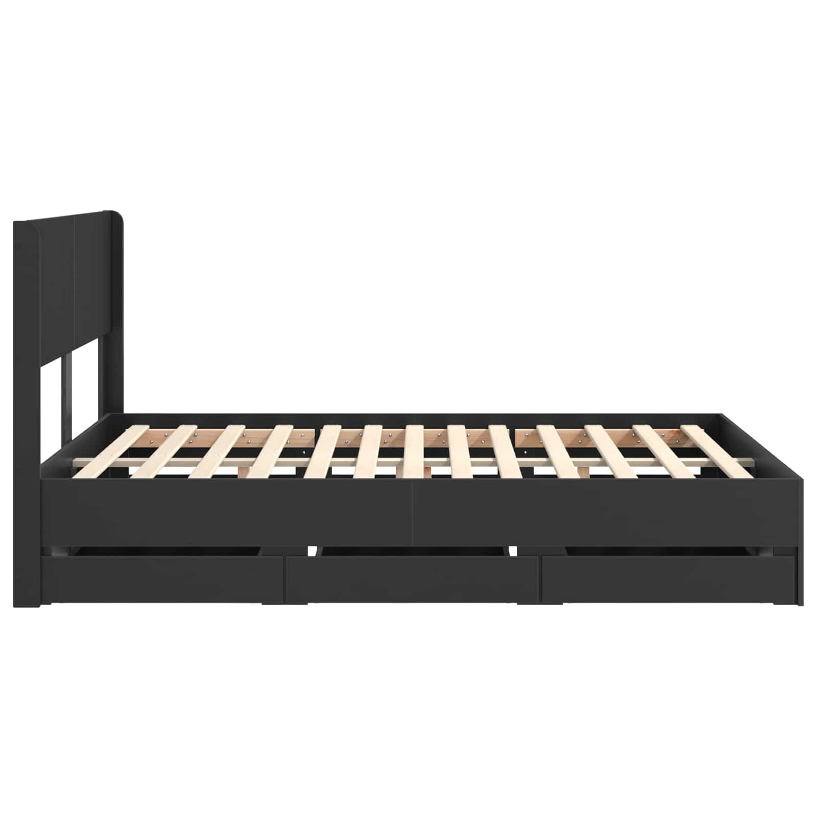 Sängynrunko säilytyksellä ja päänäytöllä Musta 5FT King Size - Image 7