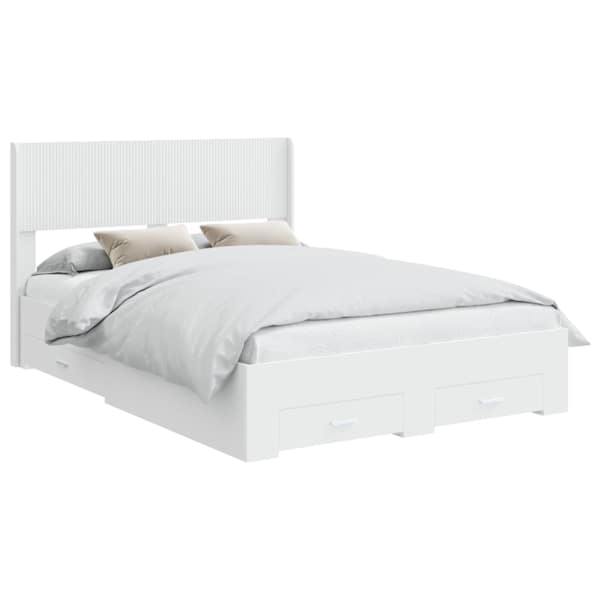 vidaXL Voode raami koos hoiuruumi ja peatoega Valge 150 x 200 cm