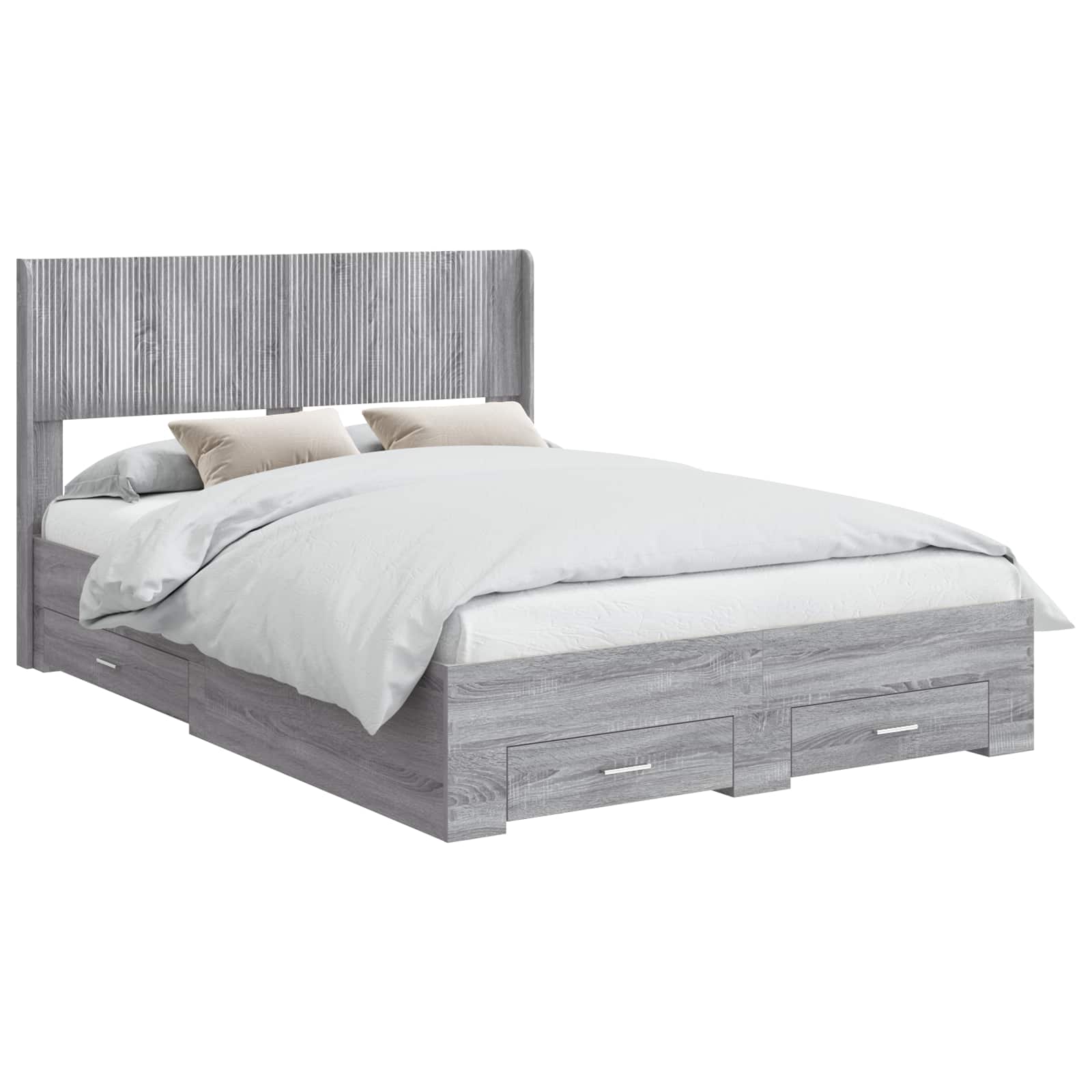 vidaXL Bedframe met opbergruimte en hoofdbord Grijs Sonoma, foto 3