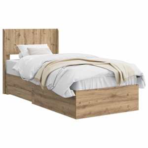 vidaXL Voode raami koos hoiuruumi ja peatoega Artisan tamm 90 x 190 cm