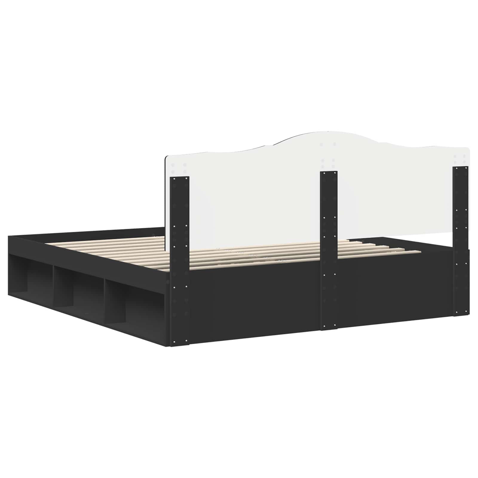 Bedframe met hoofdeinde Zwart 200 x 200 cm Massief grenenhout image 9