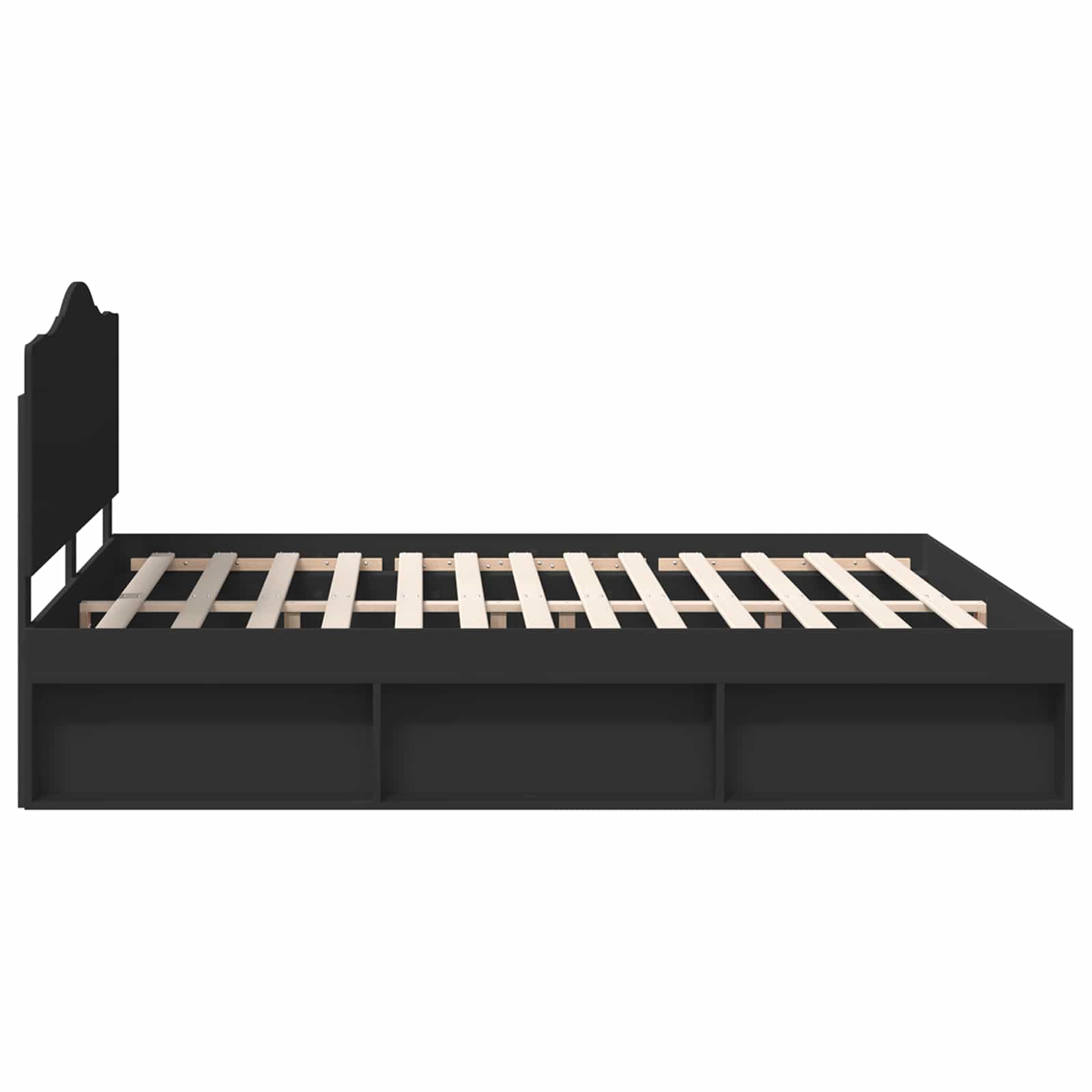 Bedframe met hoofdeinde Zwart 200 x 200 cm Massief grenenhout image 8