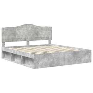 Rám postele s čelo Beton 200 x 200 cm Masivní borové dřevo - obrázek 4