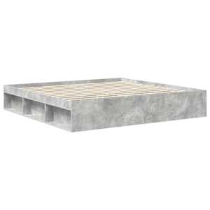 Rám postele s čelo Beton 200 x 200 cm Masivní borové dřevo - obrázek 5