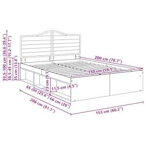 Rám postele s čelo Bílá 150 x 200 cm Masivní borové dřevo - obrázek 13