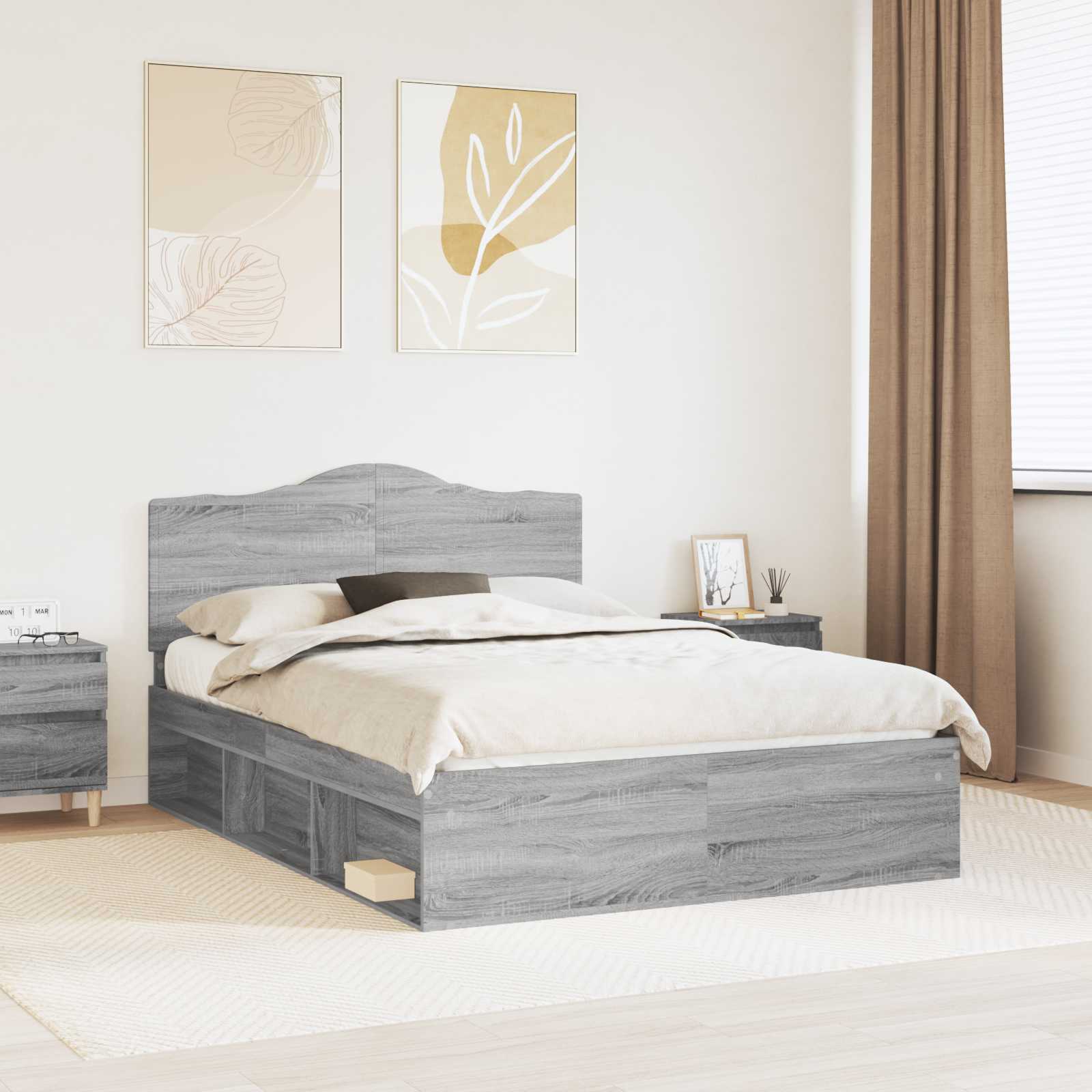 Bedframe Grijs Sonoma 140 x 200 cm Massief grenenhout image 1