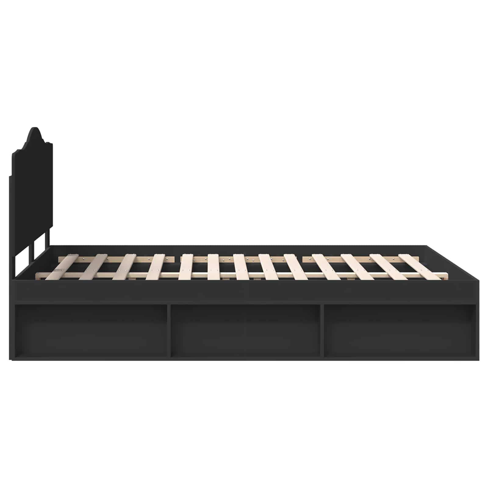 Bedframe met hoofdeinde Zwart 140 x 190 cm Massief grenenhout image 8