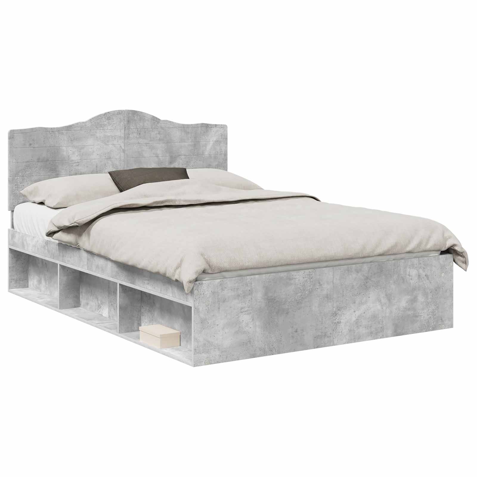 Bedframe met hoofdeinde Beton 140 x 190 cm Massief grenenhout image 2