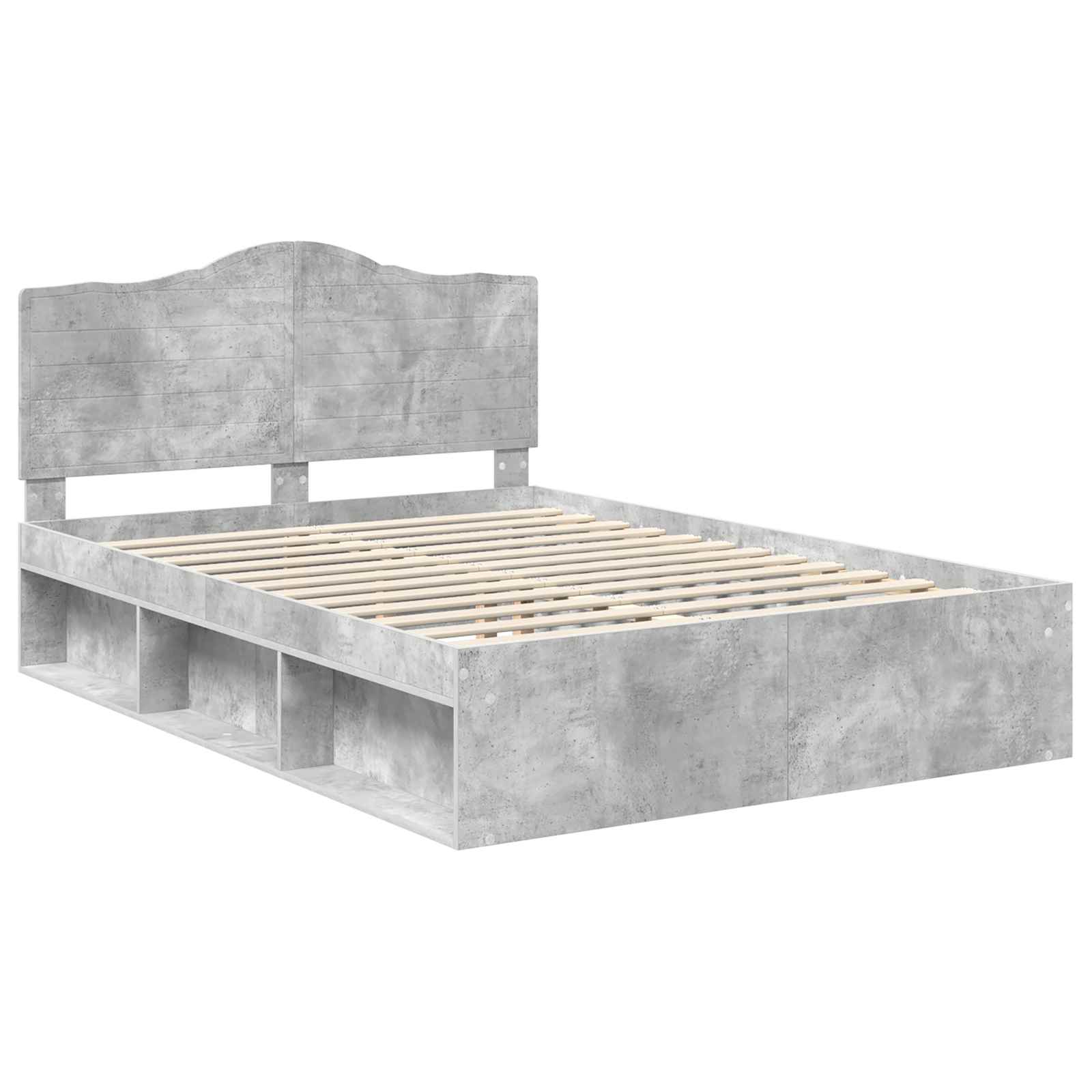 Bedframe met hoofdeinde Beton 140 x 190 cm Massief grenenhout image 4
