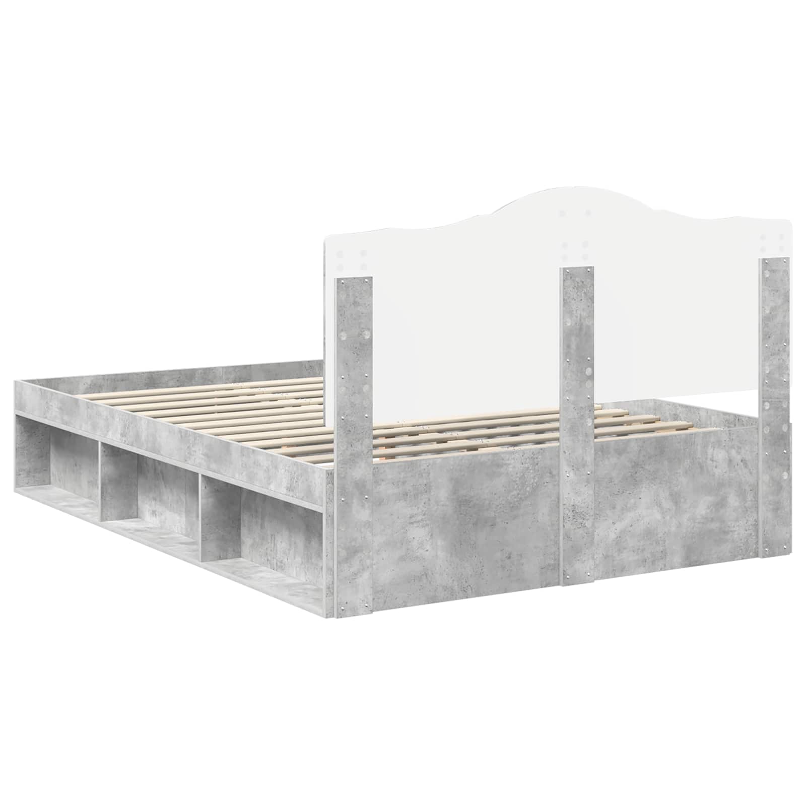Bedframe met hoofdeinde Beton 140 x 190 cm Massief grenenhout image 9