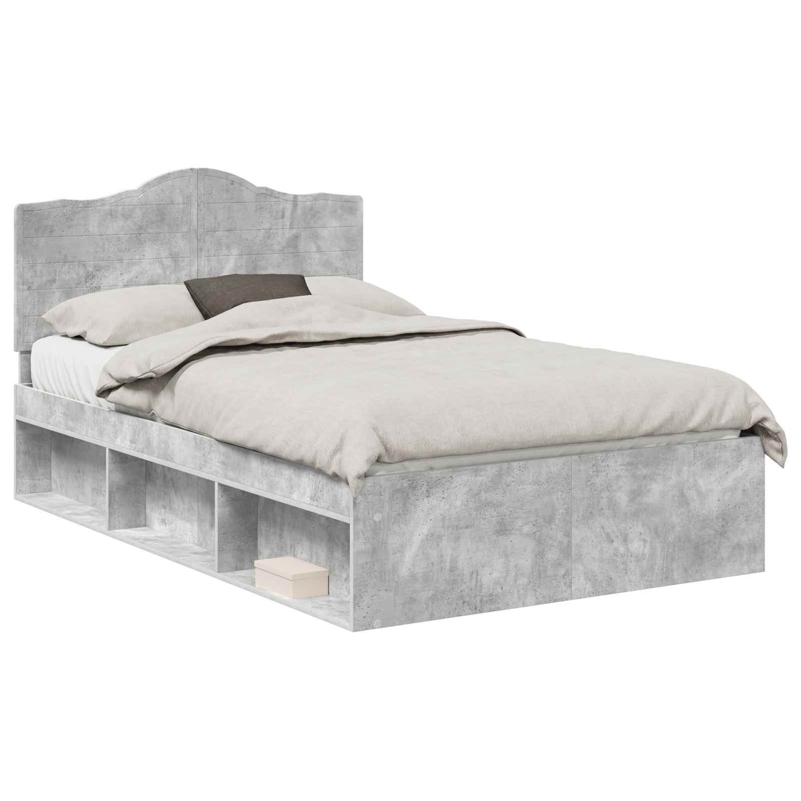 Bedframe met hoofdeinde Beton 120 x 190 cm Massief grenenhout image 2