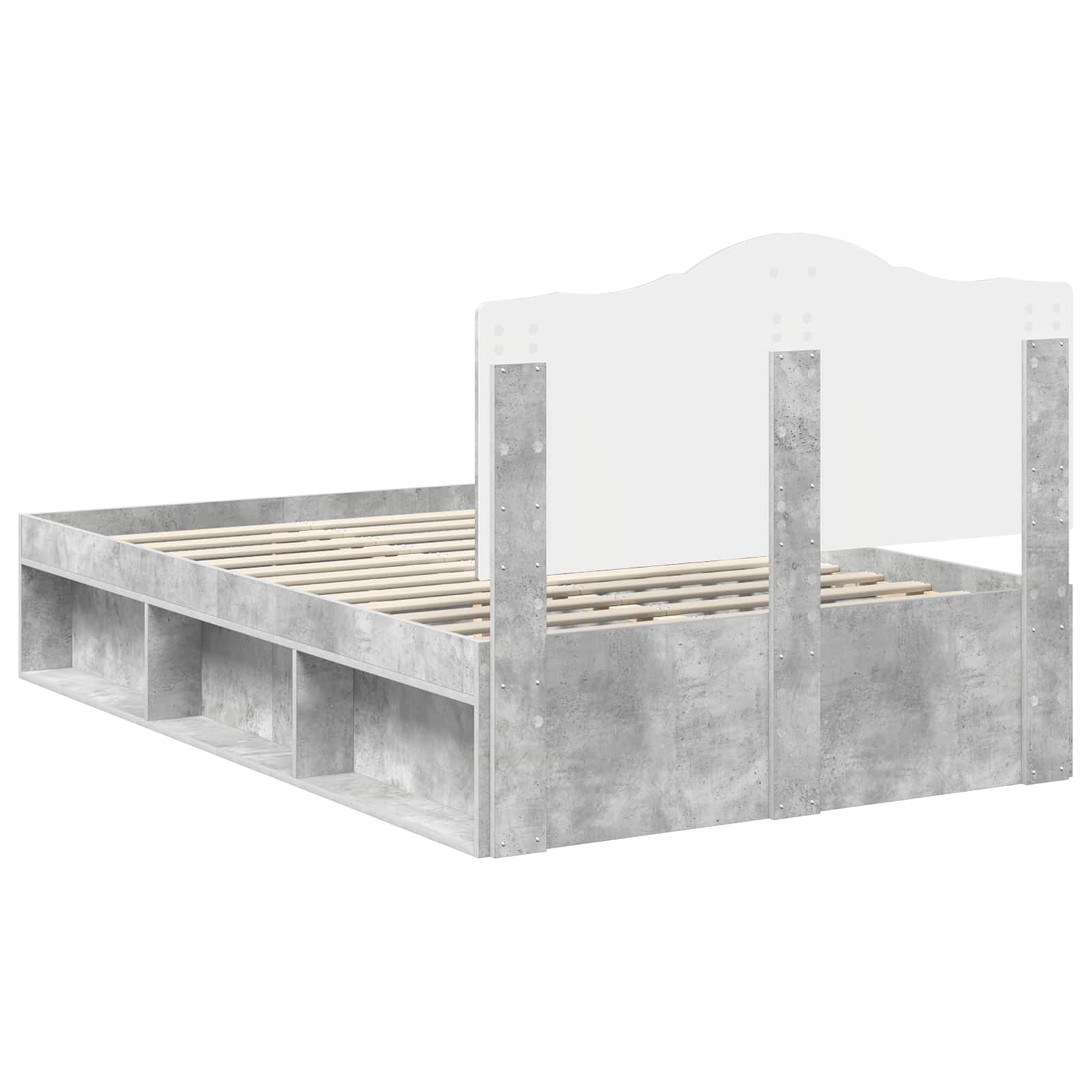 Bedframe met hoofdeinde Beton 120 x 190 cm Massief grenenhout image 9