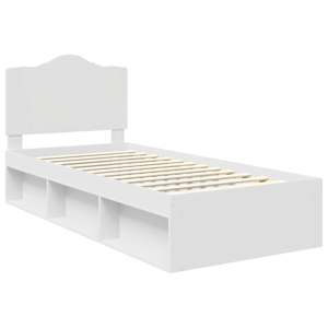 Rám postele s čelo Bílá 100 x 200 cm Masivní borové dřevo - obrázek 4