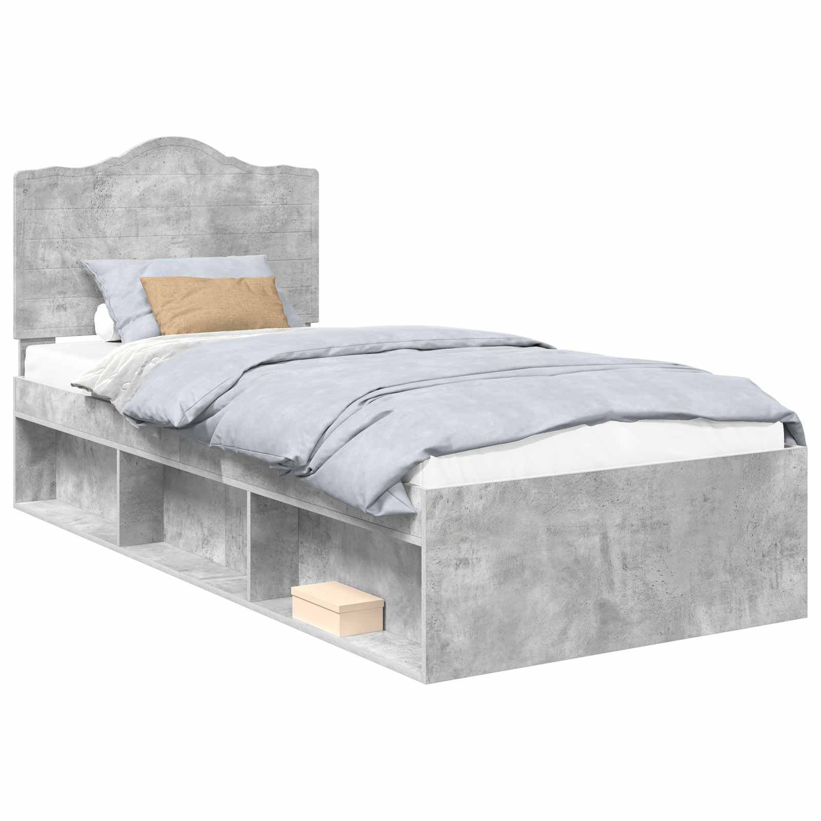 Bedframe met hoofdeinde Beton 90 x 200 cm Massief grenenhout image 2