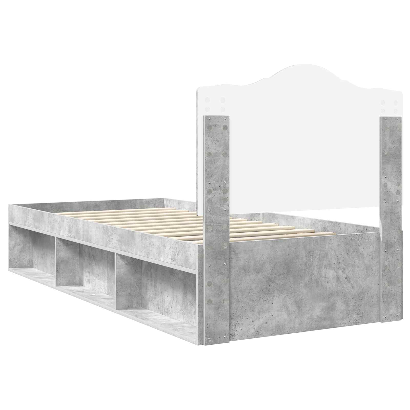 Bedframe met hoofdeinde Beton 90 x 200 cm Massief grenenhout image 9