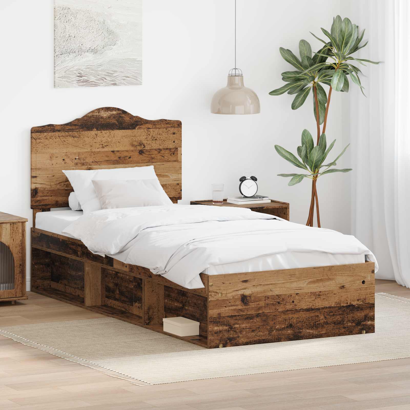 vidaXL Cadru de pat Lemn vechi 90 x 200 cm Lemn de pin masiv
