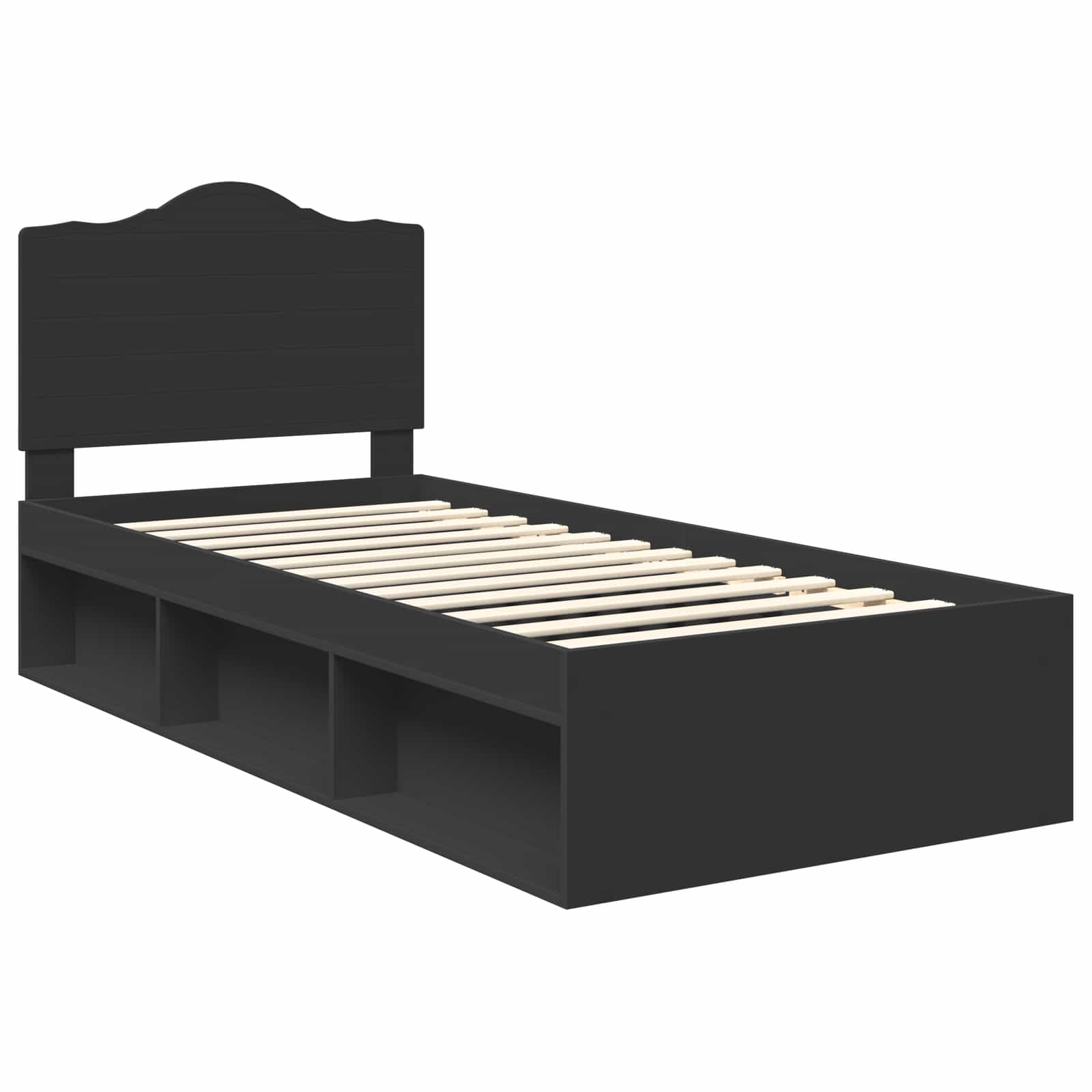 Bedframe met hoofdeinde Zwart 90 x 190 cm Massief grenenhout image 4