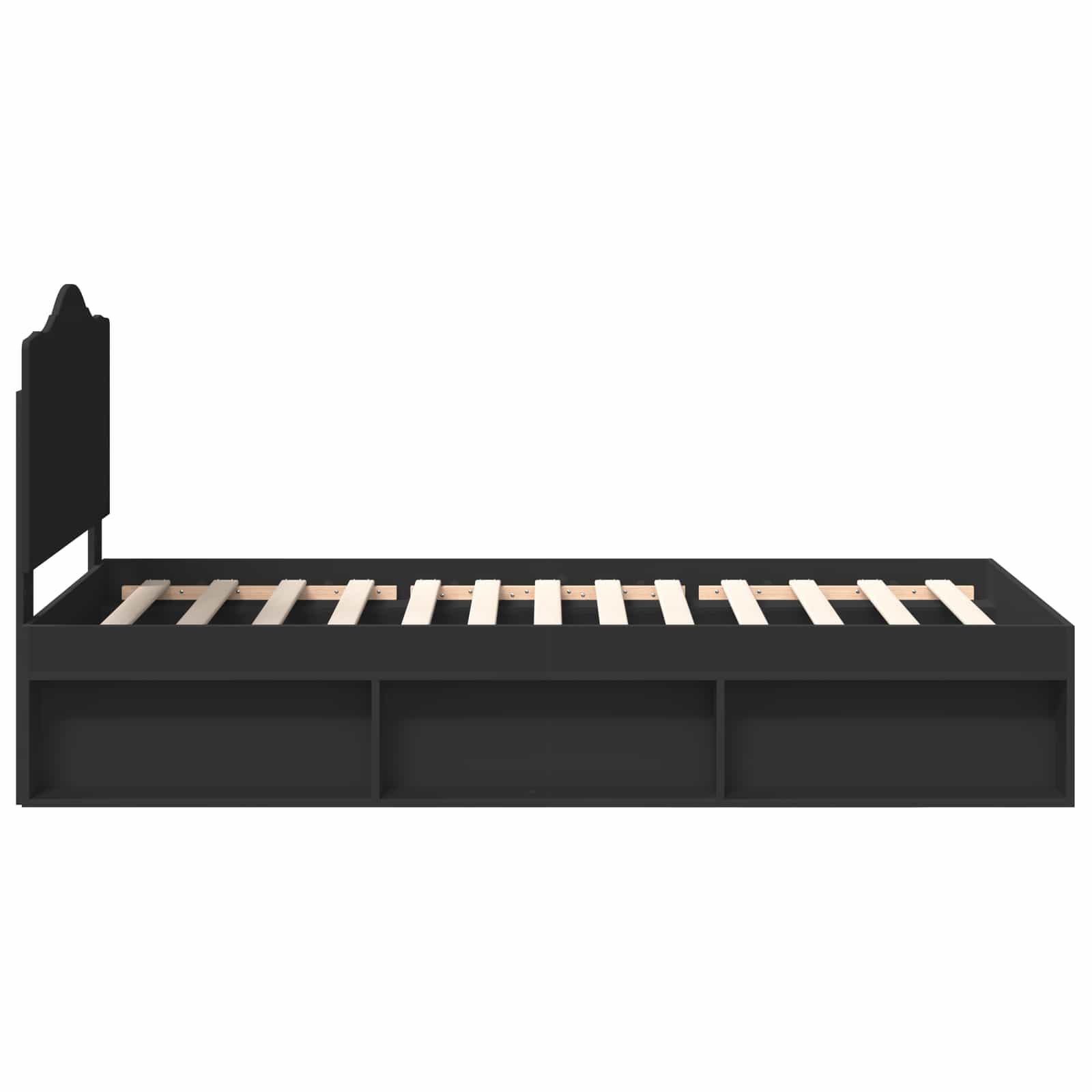 Bedframe met hoofdeinde Zwart 90 x 190 cm Massief grenenhout image 8