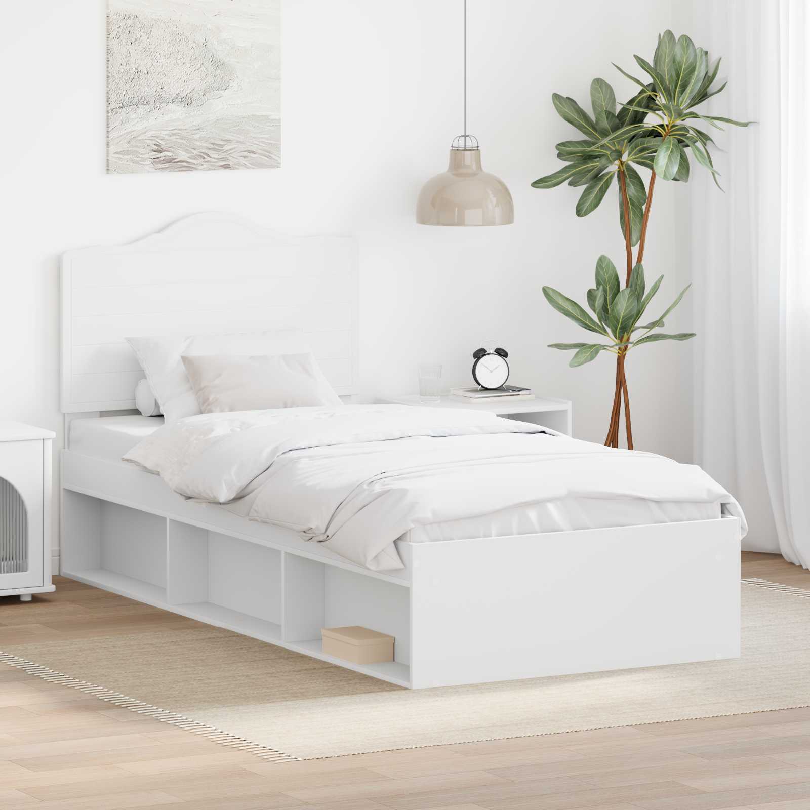 vidaXL Sängyn runko Valkoinen 2FT6 Small Single Massiivinen mänty